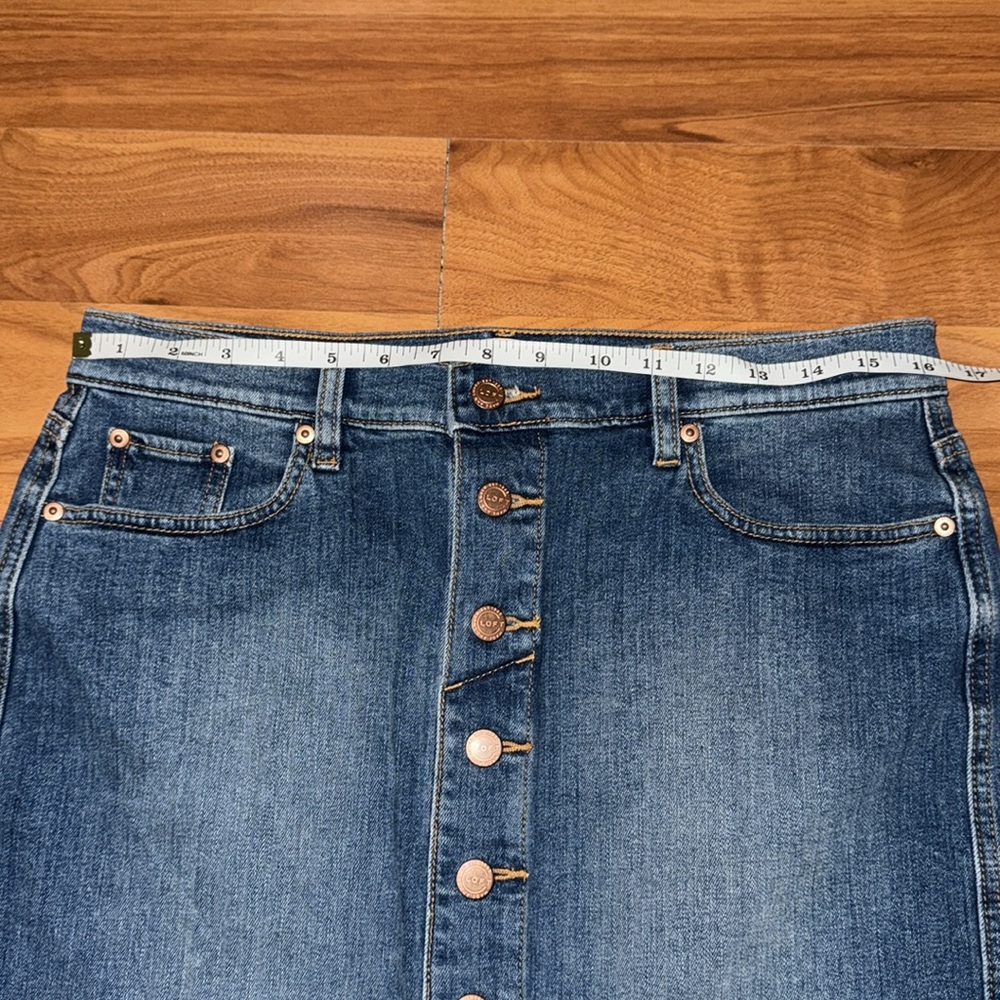 LOFT Button Front Denim Skirt - Picture 12 of 12